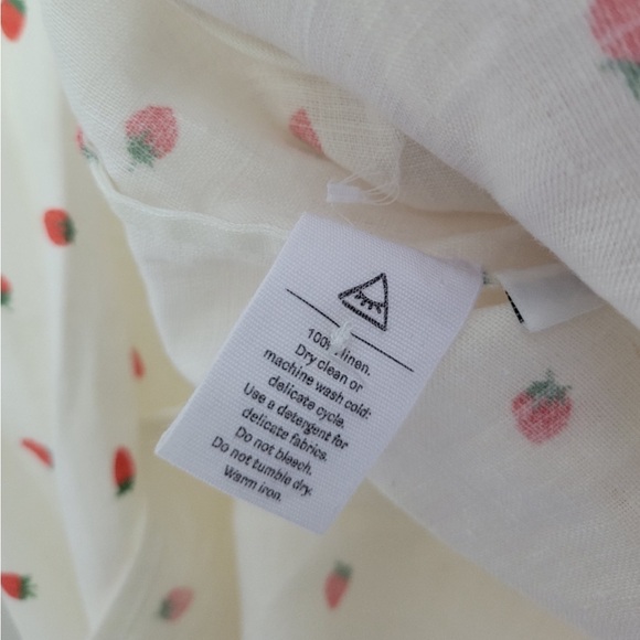 NWOT Sleeper Brigitte Belted Strawberry Printed 100% Linen Voile Mini Dress XL - Picture 13 of 14